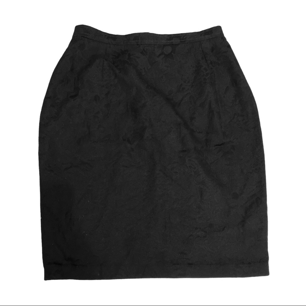 Christian Lacroix Black Brocade Knee length floral pattern skirt classic